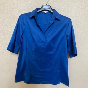 Hugo Boss Bashini short sleeve Stretch Blouse/shirt woman, blue, size 14